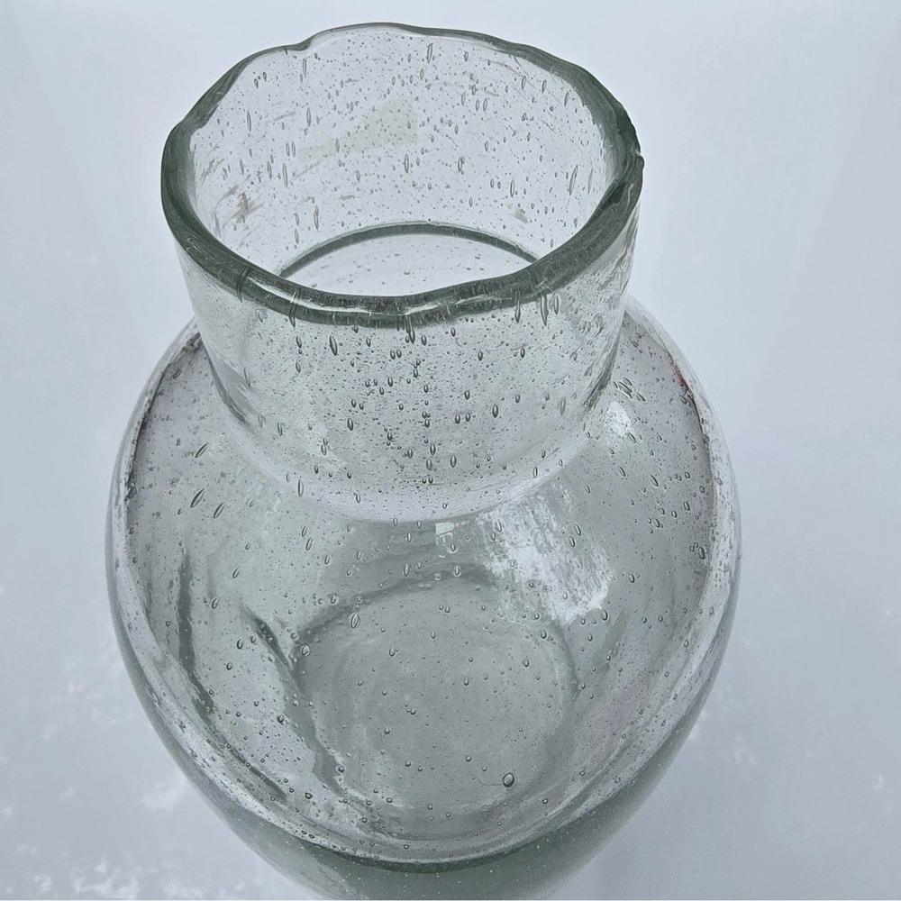 Hand Blown Seeded Bubble Glass Vase Clear 8.5 Inch Heavy Base Floral Decor - Picture 4 of 10